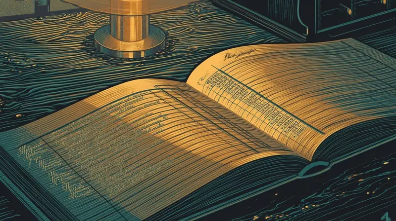 Um livro-caixa de dupla entrada mostrando afirmações narrativas versus números reais sob luz âmbar