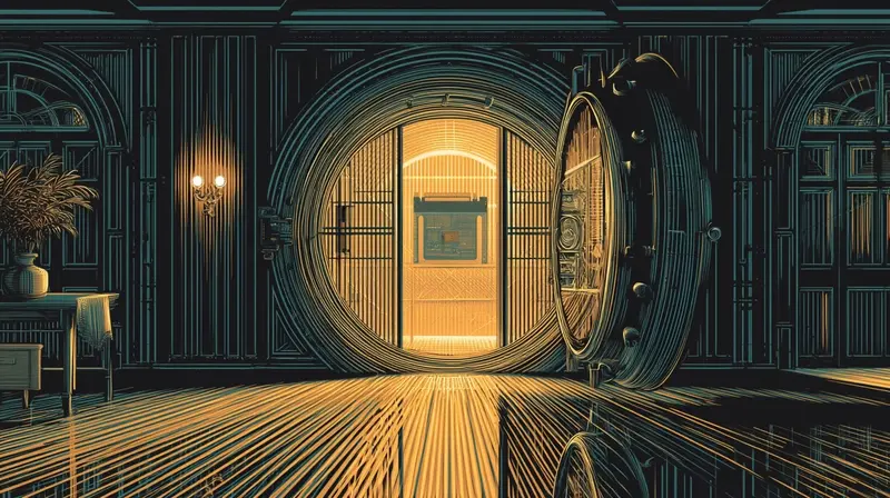 A vault door opening to reveal a GPU chip displayed like a crown jewel in amber light